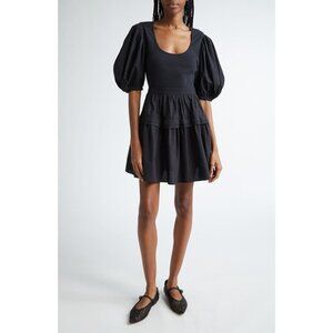 NEW ULLA JOHNSON Tilda BLACK Mixed Media Mini dress SIZE L